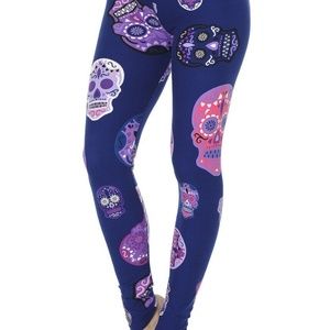 Leggings Purple Skull Women’s Stretch Extra Soft